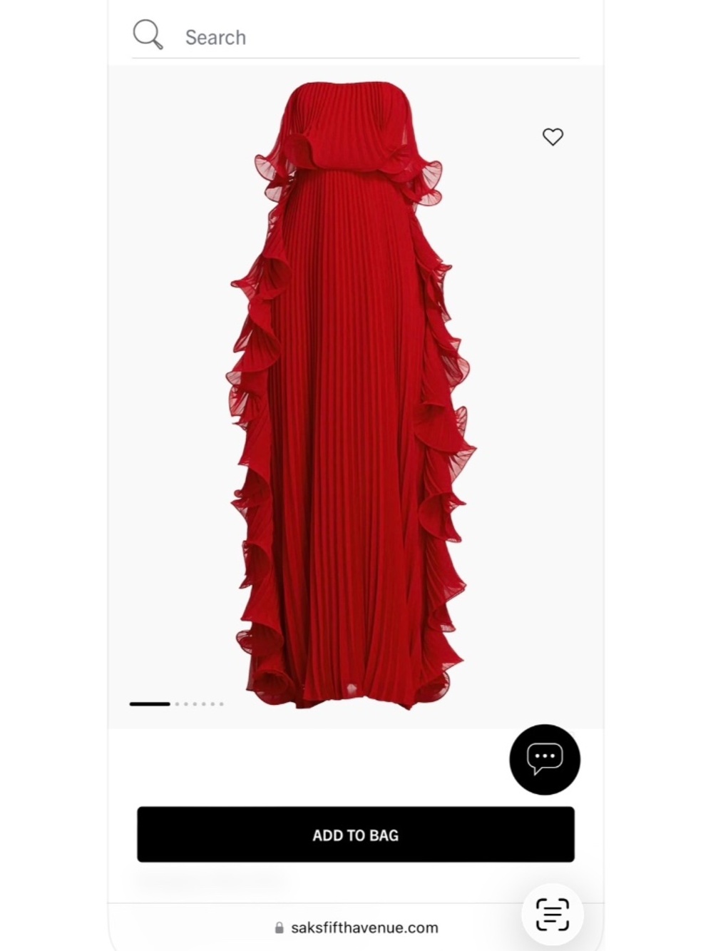Badgley Mischka Strapless Pleated Ruffle Gown Red Size 14 Saks $890